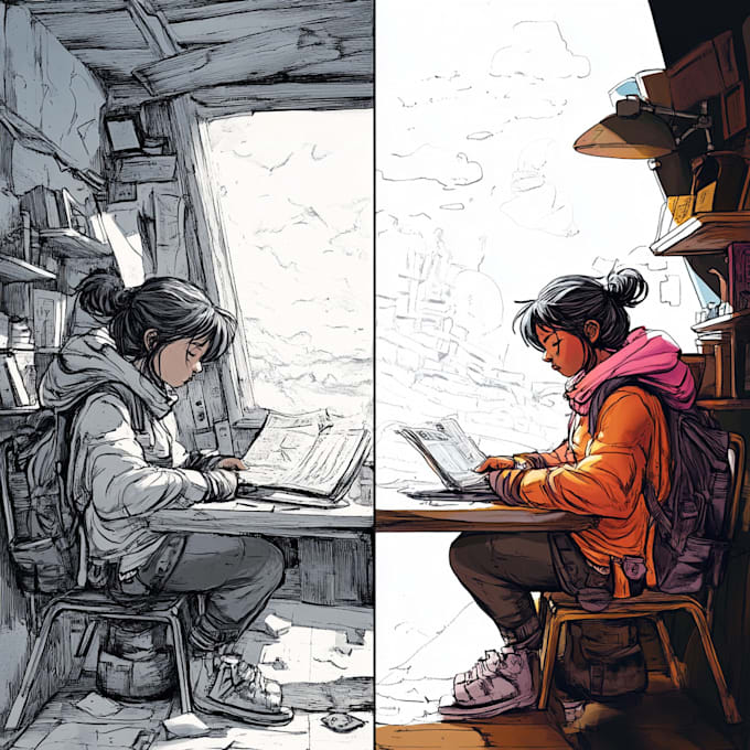 flat color your illustration or comic page