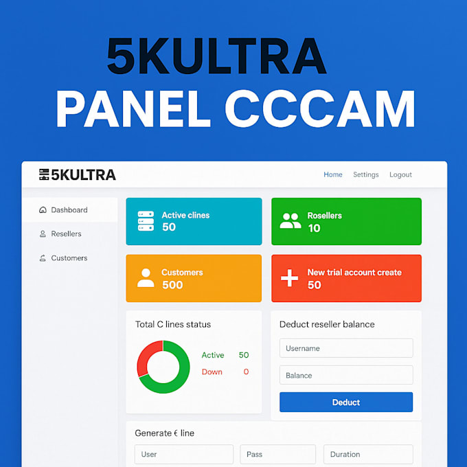create a cccam admin reseller pannel with balance system