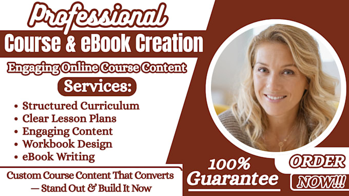 create ebook online course content, course curriculum, workbook and lesson plan
