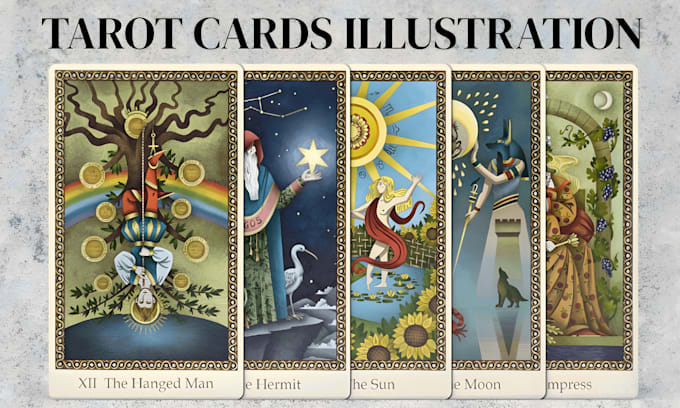 do custom tarot card illustration deck with a unique spiritual theme oracle card