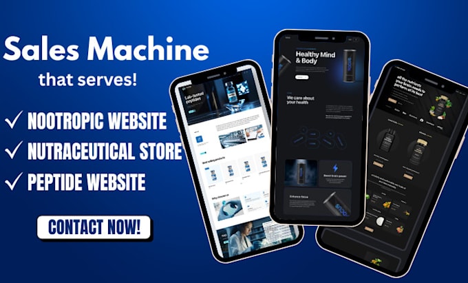 design high conversion peptide, nutraceutical website and nootropic website
