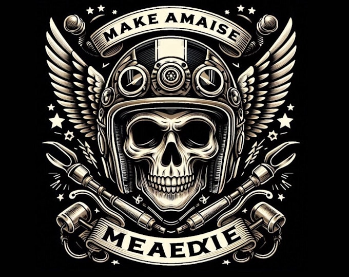 create amazing biker helmet skeleton motorcycle logo