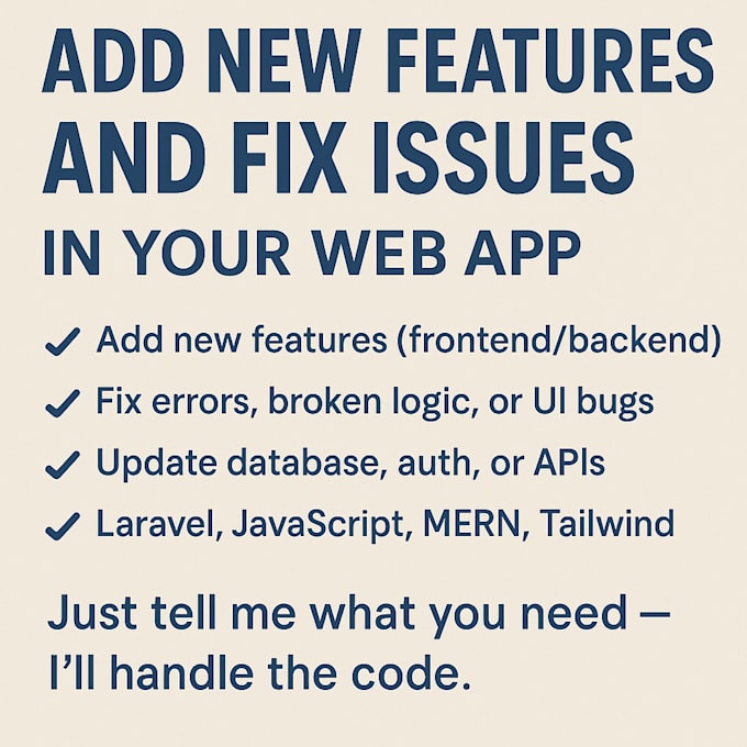 Add new features or fix bugs on your web app by Fariedyoga | Fiverr