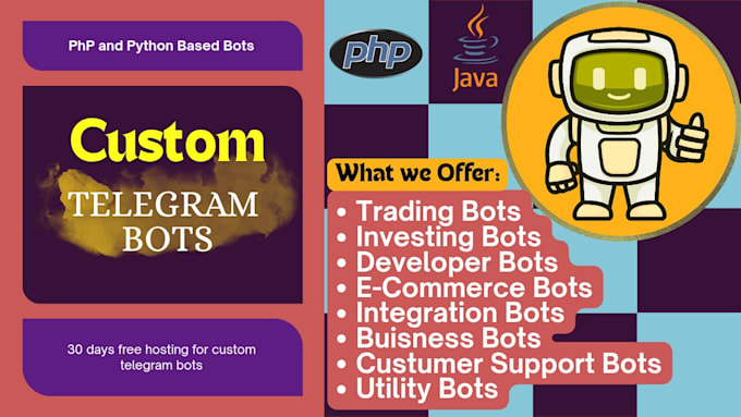 design and develop custom telegram bots in python or PHP