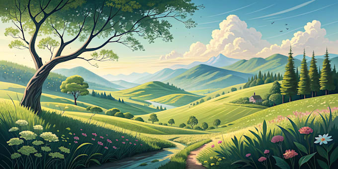 design landscape art for posters wall decor or branding