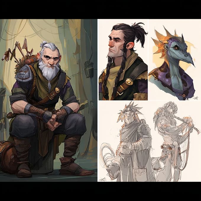 Fansinating Characters Draw original fantasy characters, concept art, fanart by Albamseok | Fiverr
