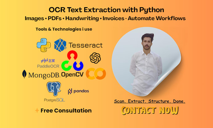 build a python based ocr solution for text extraction from images and pdfs