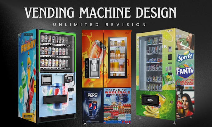 design unique vending machine wrap, atm wrap, vending machine logo design,