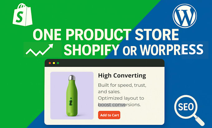 create a one product shopify or wordpress store with SEO
