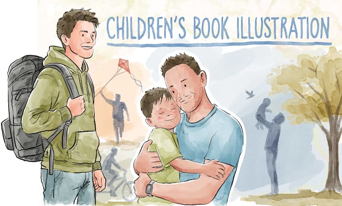 create children book illustrations in watercolor style