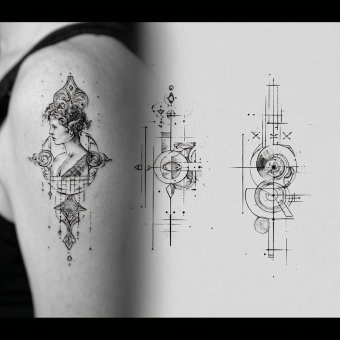 create custom fine line and blackwork tattoo art