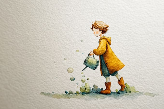 create watercolor children illustration