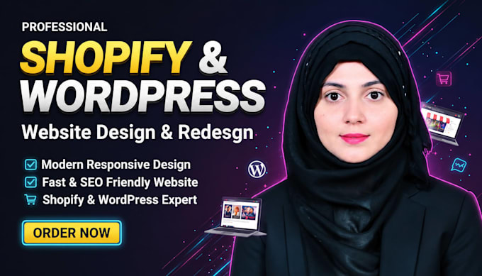 create branded shopify store and wordpress business website design or redesign