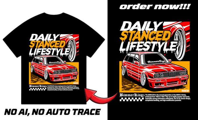 draw a car vector illustration for a tshirt design
