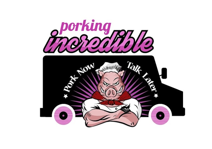 design minimal conservative BBQ food truck logo