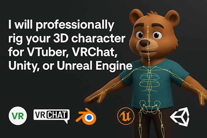 rig your 3d character for vtuber, vrchat, unity, or unreal engine