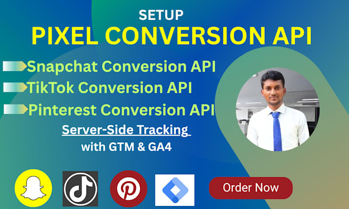 setup conversion API for tiktok, snapchat and pinterest