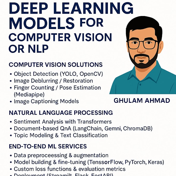Build, train, and optimize deep learning models for computer vision or ...