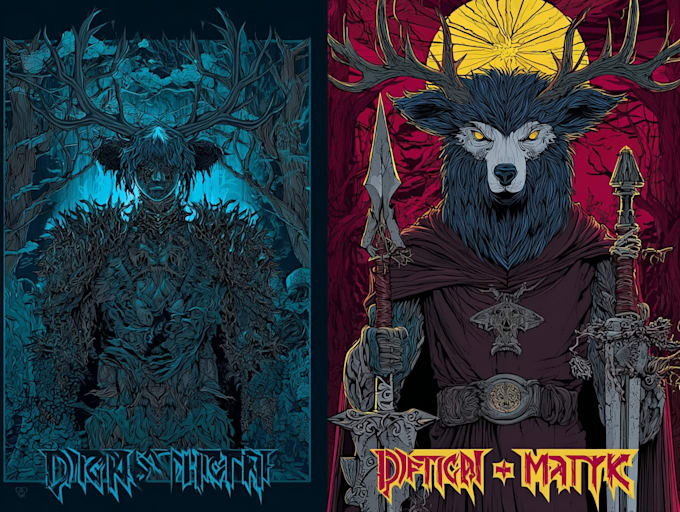 illustrate dark art psychedelic characters and creatures