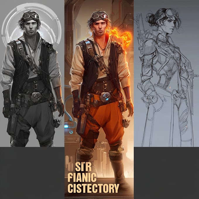 Draw your sci fi character illustration or fantasy concept art by ...