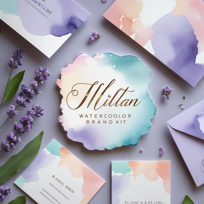 design a watercolor logo and brand kit
