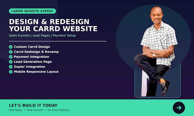 design or redesign a responsive carrd website with payment integration