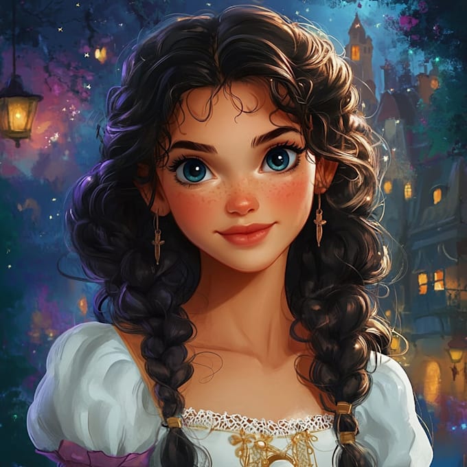 custom couple portrait in disney characters