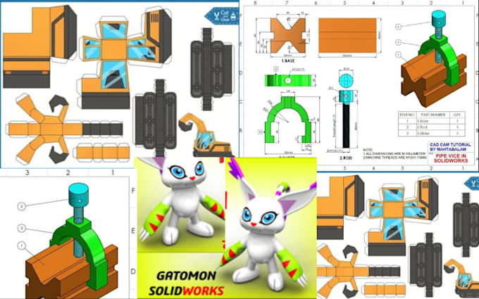 design custom printable 3d cad model papercraft template PDF affirmation cards
