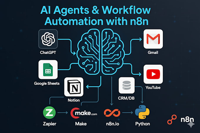build powerful ai agents using n8n,zapier,make and python