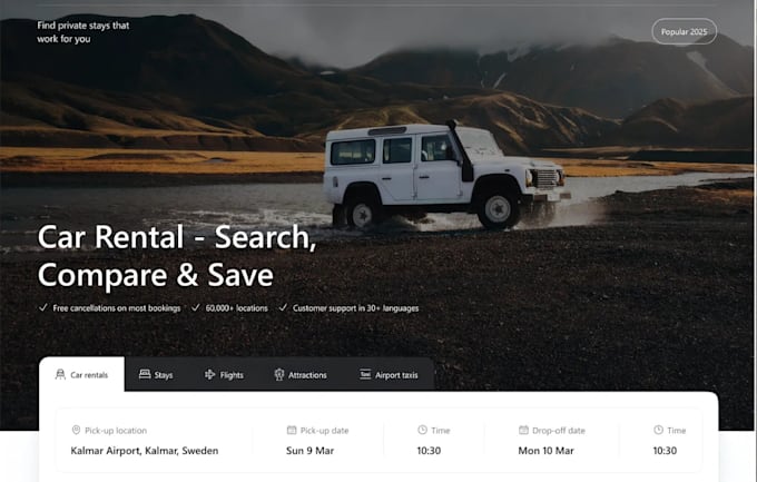 develop car rental website, car dealership, booking website