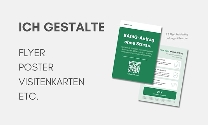 einen flyer, ein poster oder eine visitenkarte designen