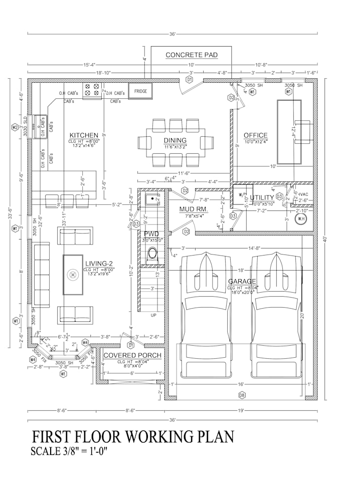 draw your architectural floor plan in auto cad 2d