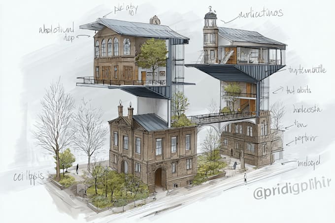do a high quality architecture illustration