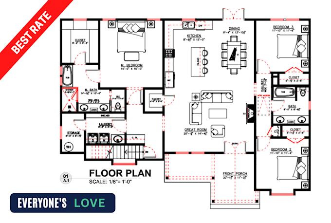 draw architectural floor plan in autocad 2d