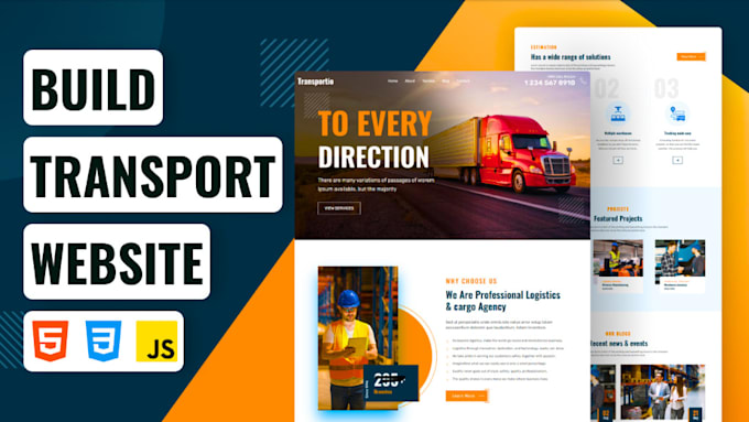 design towing website transportation courier logistic cargo delivery website