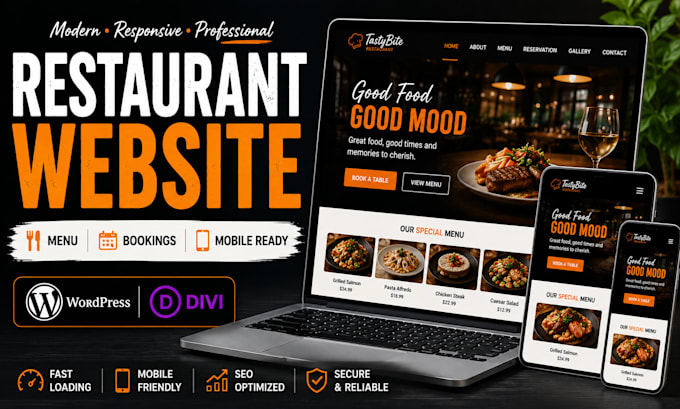 design a modern wordpress website for your restaurant