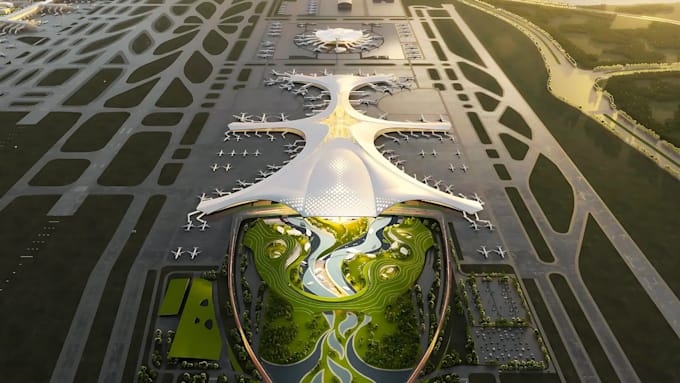 do 3d airport landscape, airport design, airport hanger, cargo airport, stolport