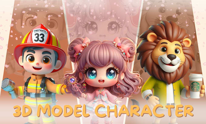 cute 3d characters for modeling, 3d printing, and games