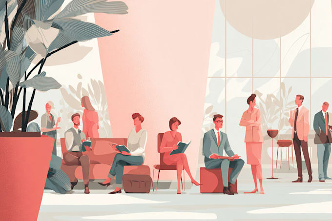 create an vector flat illustration people corporate art