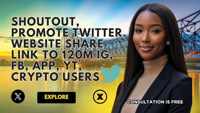 shoutout promote twitter website share link to 120m ig fb app yt crypto users