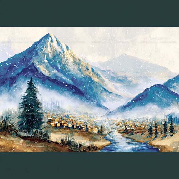 draw a watercolor landscape illustration