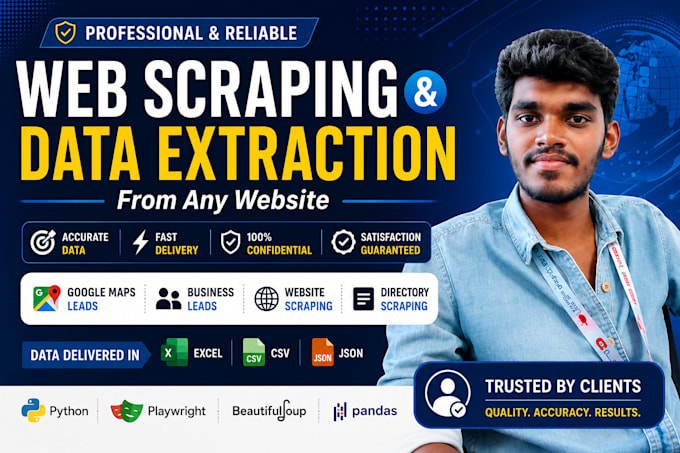 scrape any website and extract data to excel, CSV, json