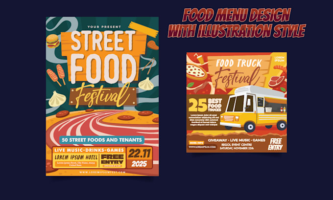 design food menu with illustration style