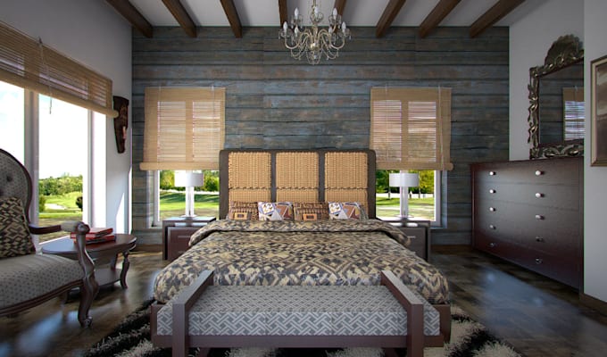 design 3d golf lounge,modern bedroom interior,cgi floor rendering,tv area design