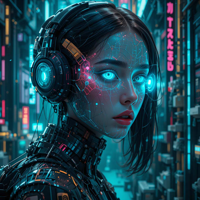 create realistic scifi, cyberpunk, fantasy  art illustrations