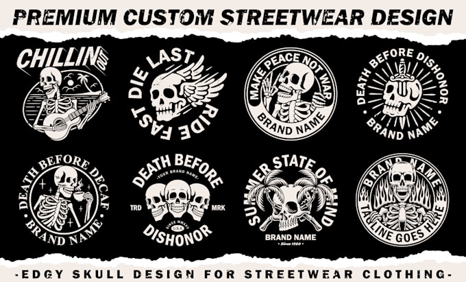 make edgy skull designs for streetwear clothing