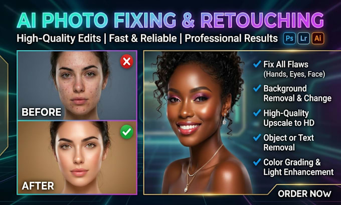 do ai generated image fixing and photo retouching or photo editing