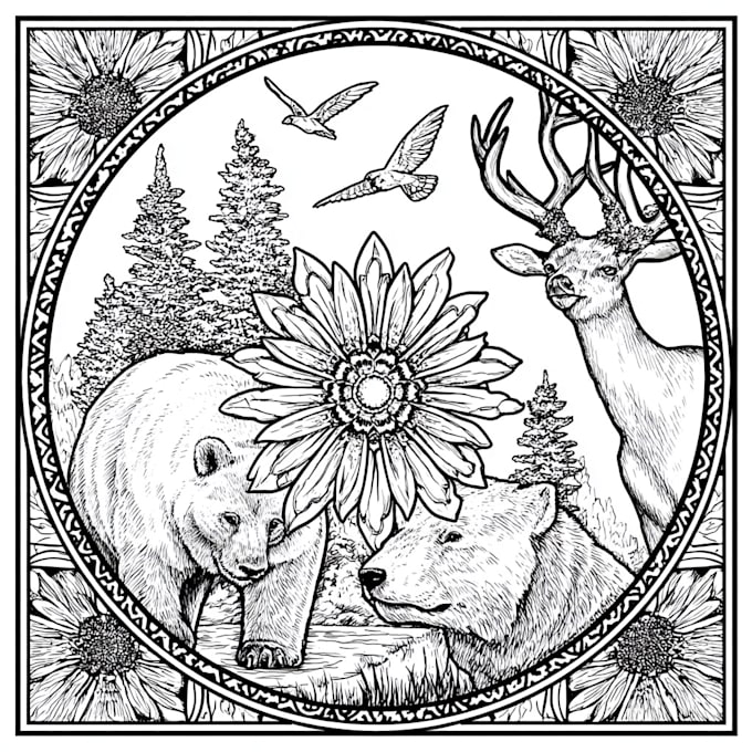 make coloring pages for kids, mandala, and animals