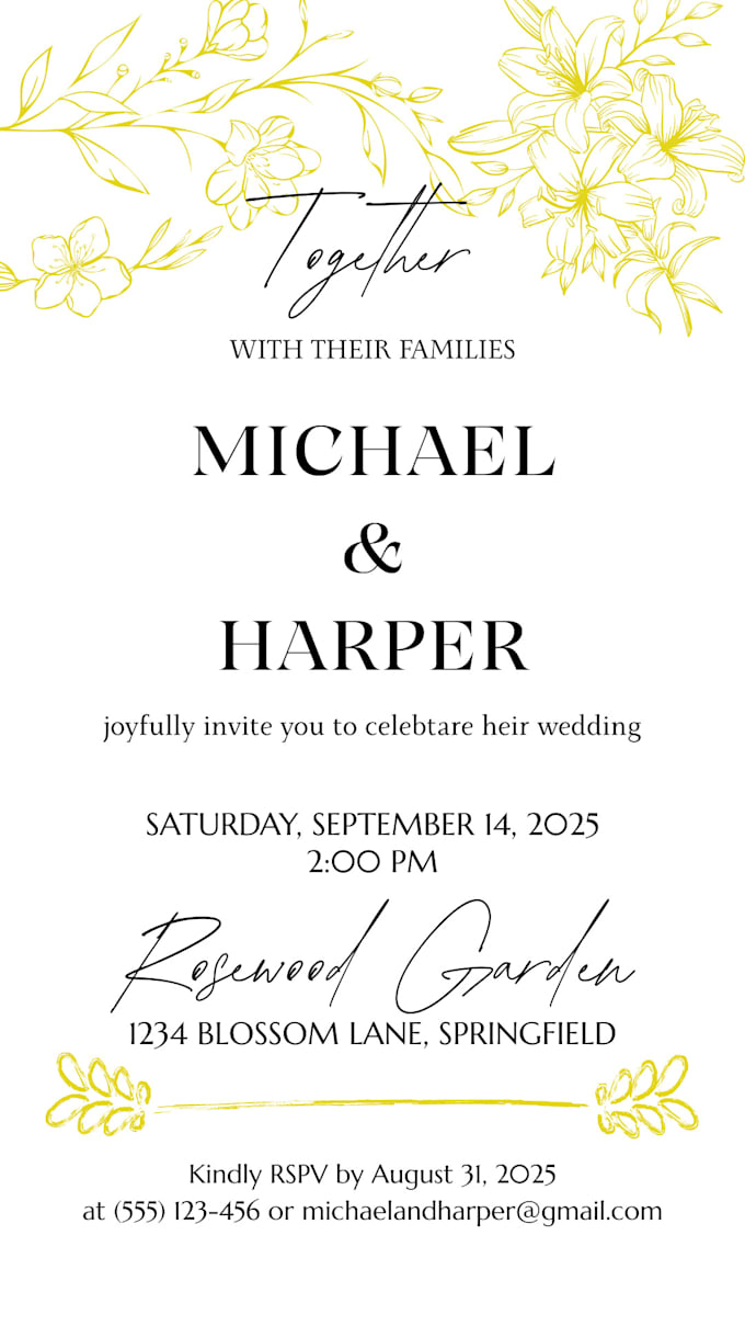 design a beautiful and elegant wedding invitation