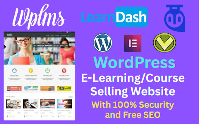 design course selling wordpress lms website with wplms, tutor or learndash theme